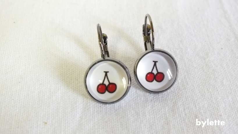 Cherry resin earrings